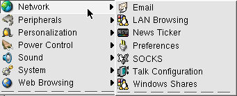 Network settings menu