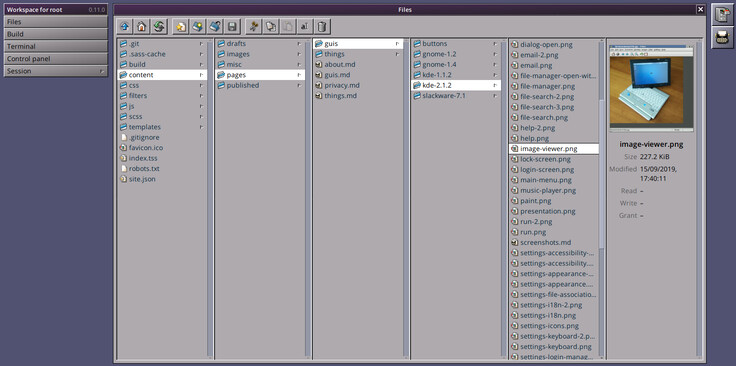 A screenshot of the file manager in TEXTSTEP