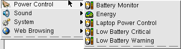 Power management menu